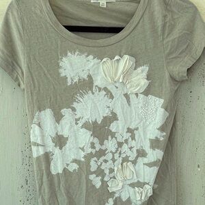 J Crew Cotton Floral Print and Appliqué Women's Top